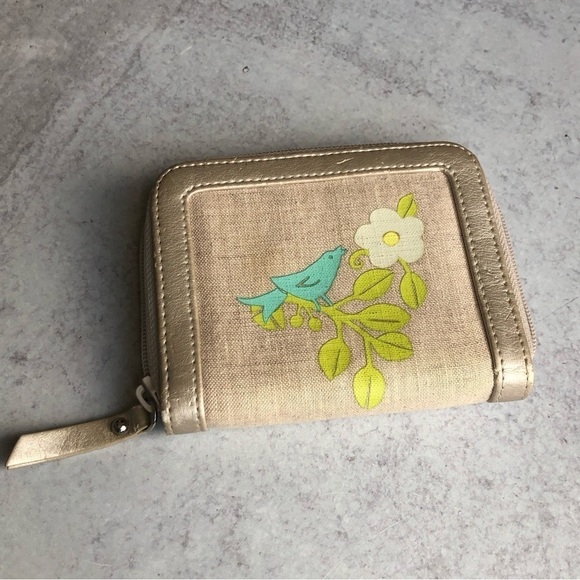 Vera Bradley Zip Wallet Birdie Linen Leather Trim - Picture 8 of 8